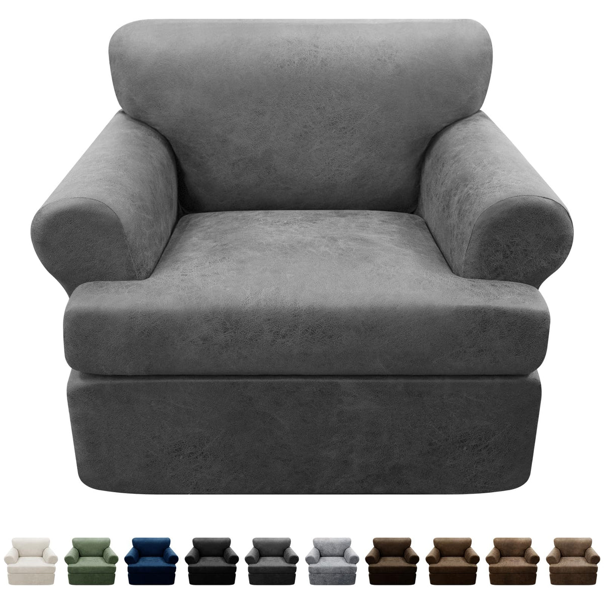 Couch Cover Leather Look 3 Seater Couch Sofa Cover 1-Piece Sofa Slipcover Stretch Furniture Protector with Elastic Bottom & Pockets(Sofa, Coffee)
