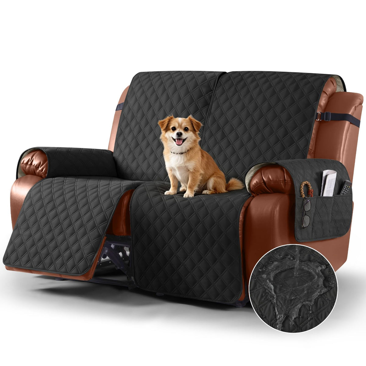 Ruaozz Waterproof Recliner Couch Covers, Non-Slip Sofa SlipCover, 3 Seater