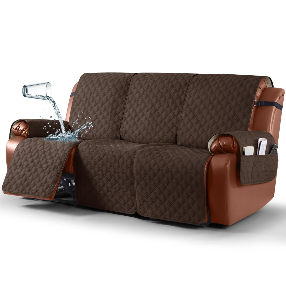 Ruaozz Waterproof Recliner Couch Covers, Non-Slip Sofa SlipCover, 3 Seater