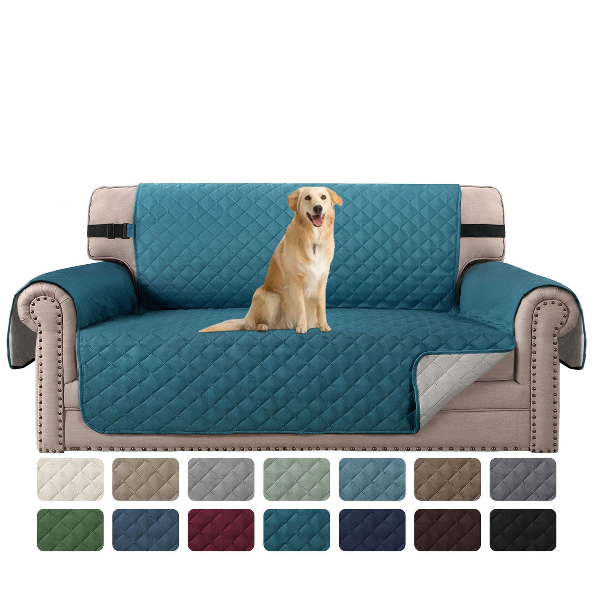 H.VERSAILTEX Reversible Couch Cover for 3 Cushion Cover Pet Friendly Sofa Cover for Dog Washable Furniture Protector Water Resistant Slipcover with Non Slip Elastic Strap(Sofa, Ivory/Beige)