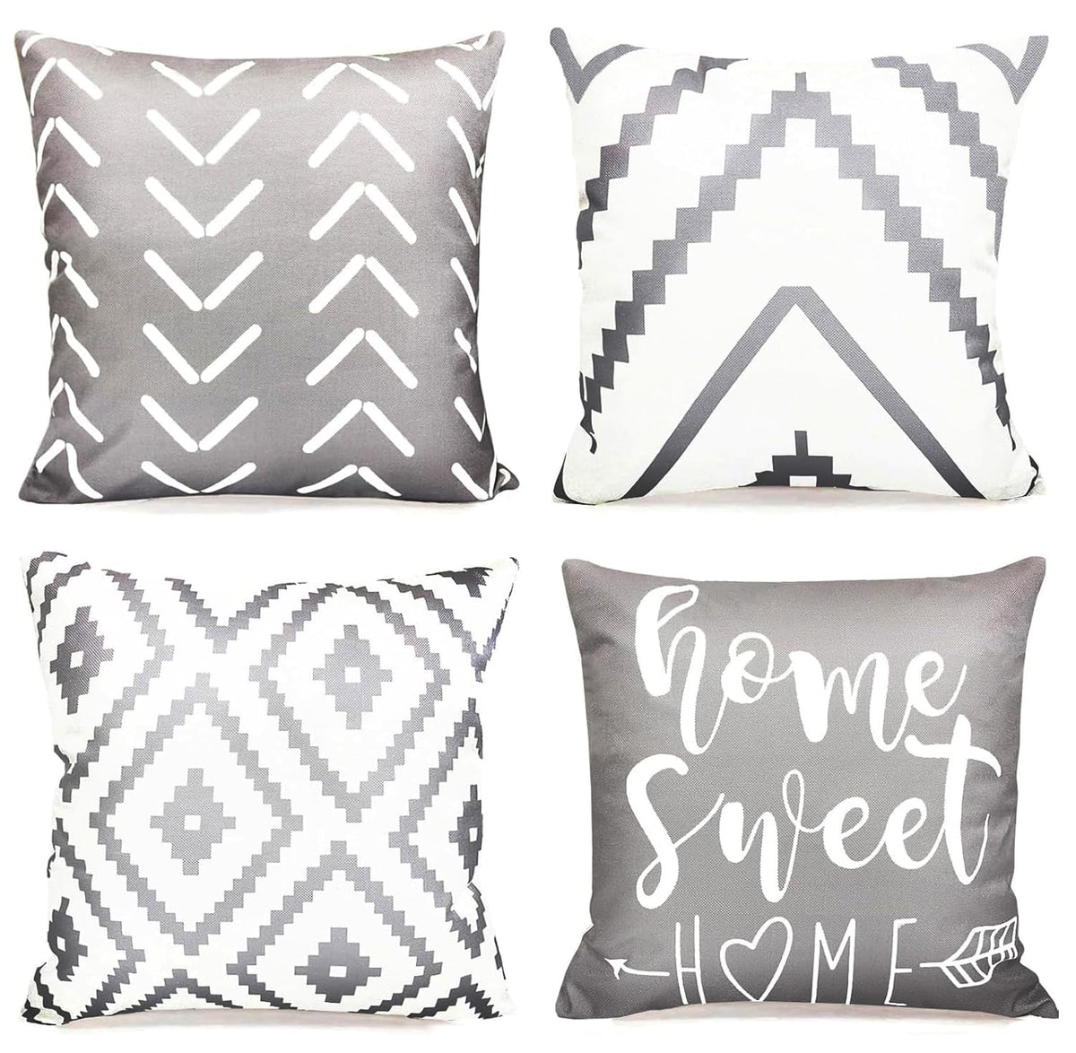 Decorative Boho Farmhouse Throw Pillow Covers 18x18 inch Set of 4