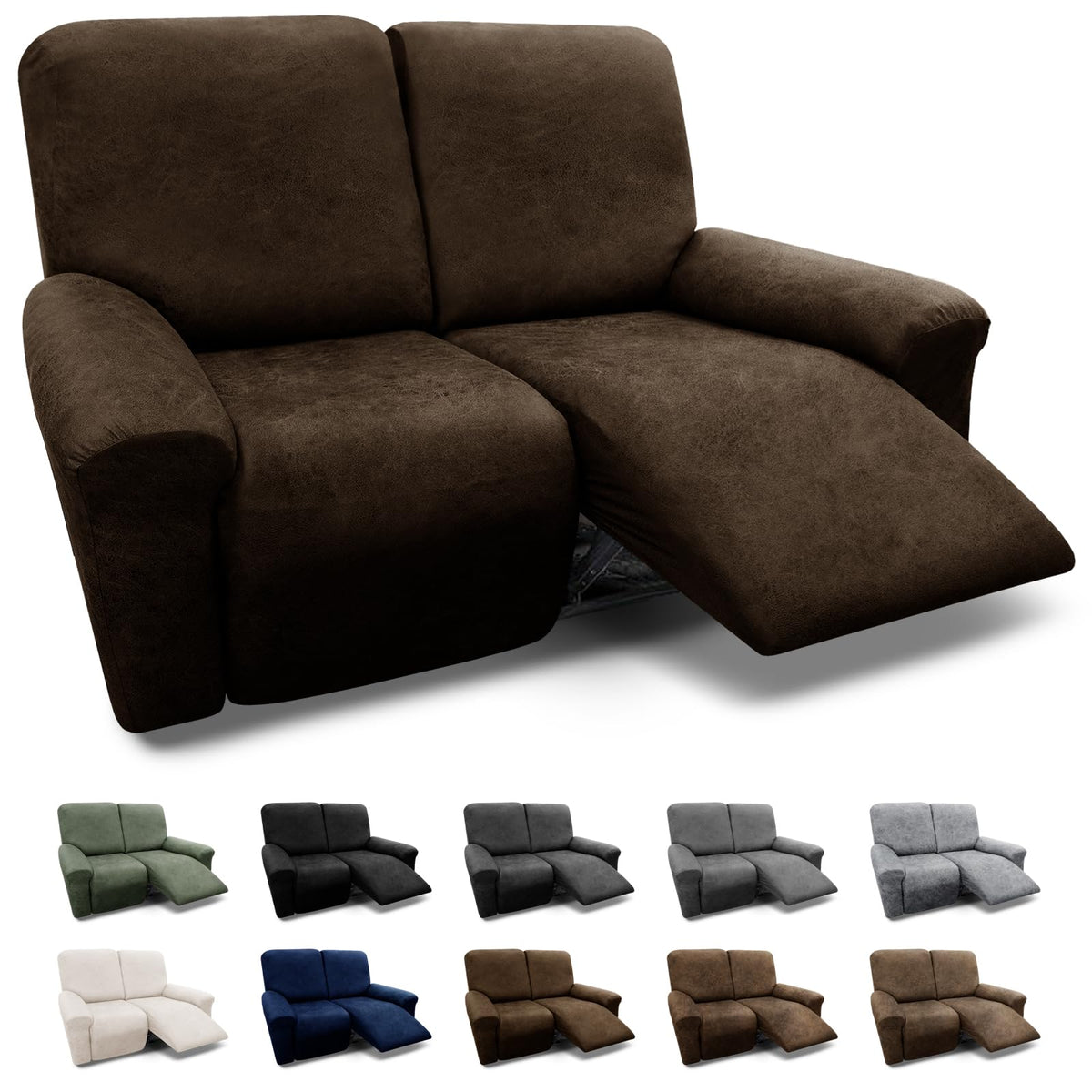 Couch Cover Leather Look 3 Seater Couch Sofa Cover 1-Piece Sofa Slipcover Stretch Furniture Protector with Elastic Bottom & Pockets(Sofa, Coffee)