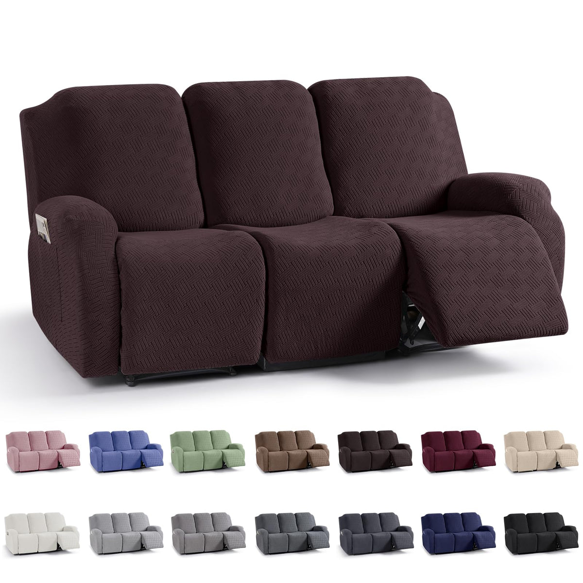 KinCam Recliner Sofa Covers, Stretch Reclining Cover, Dark Gray