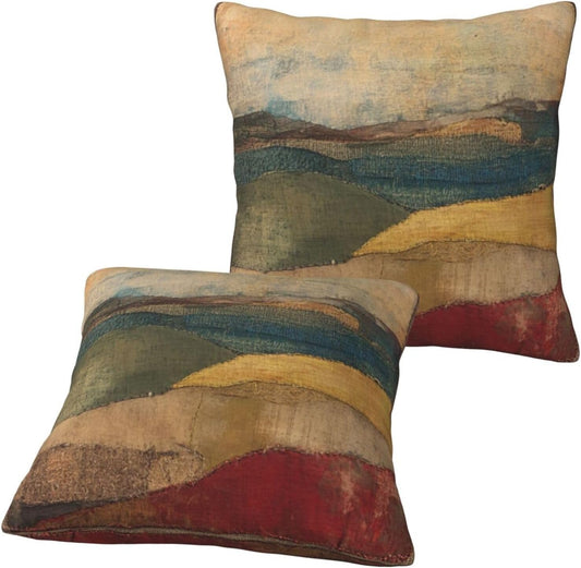 Landscape Throw Pillow Covers 18x18 Inch Set of 2 Western Decorative Cushion Cases for Couch Living Room Bedroom
