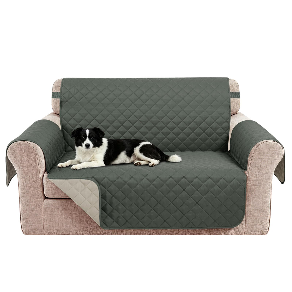 Reversible Sofa Cover for 3 Cushion, Chocolate/Beige