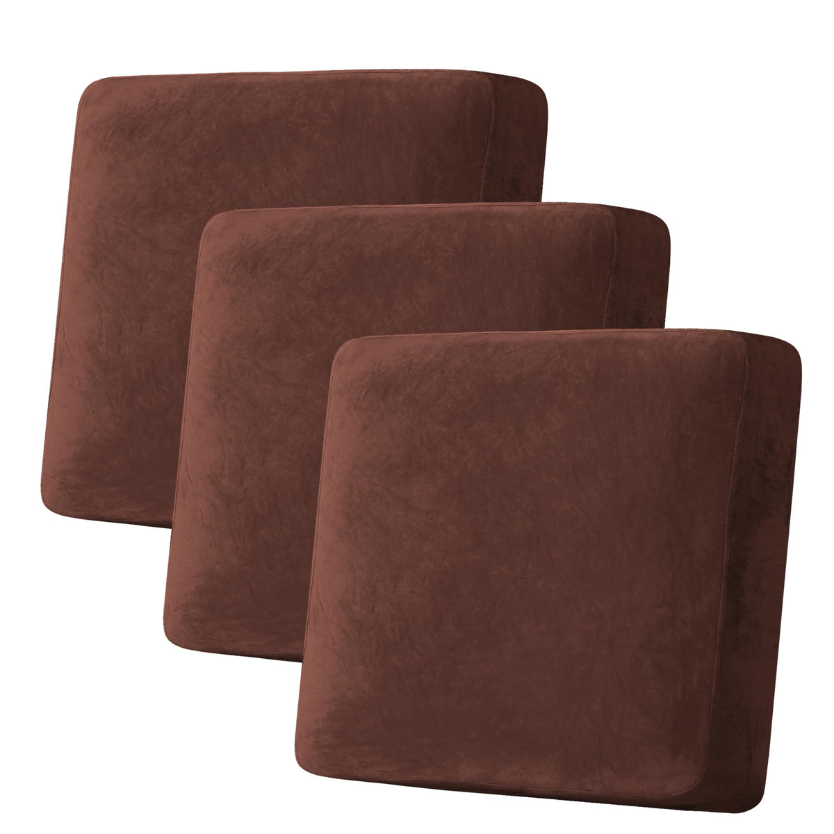 H.VERSAILTEX Velvet Stretch Couch Cushion Cover Plush Cushion Slipcover for Chair Loveseat Sofa Cushion Furniture Protector Seat Cushion Sofa Cover (3 Piece Sofa Cushion Covers, Ivory)