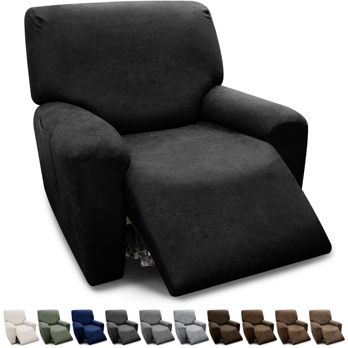 Couch Cover Leather Look 3 Seater Couch Sofa Cover 1-Piece Sofa Slipcover Stretch Furniture Protector with Elastic Bottom & Pockets(Sofa, Coffee)