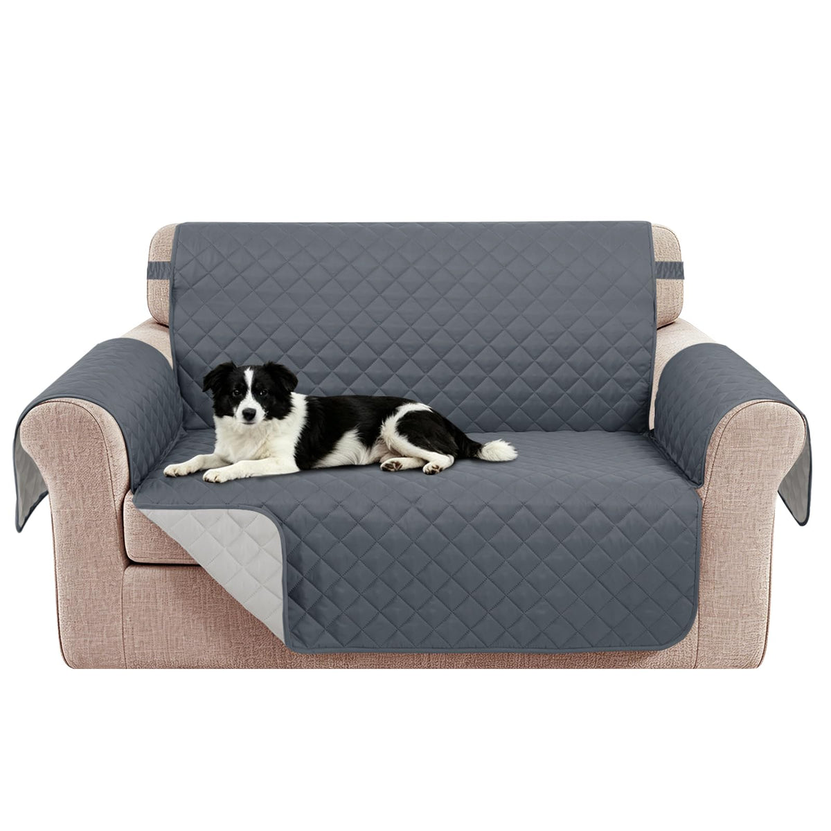 Reversible Sofa Cover for 3 Cushion, Chocolate/Beige
