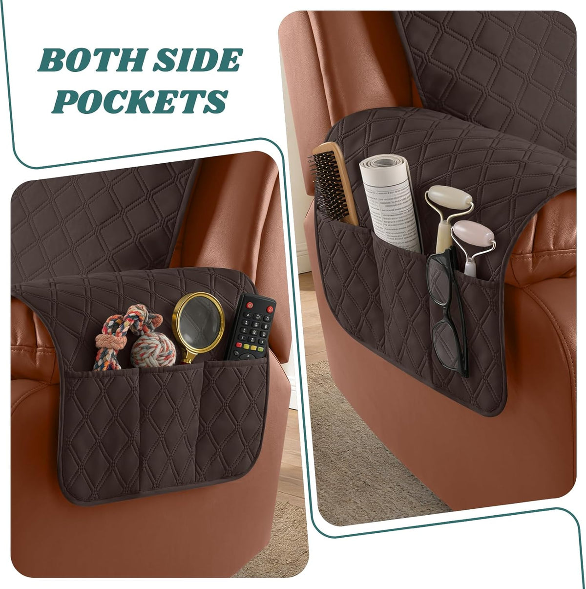 Ruaozz Waterproof Recliner Couch Covers, Non-Slip Sofa SlipCover, 3 Seater