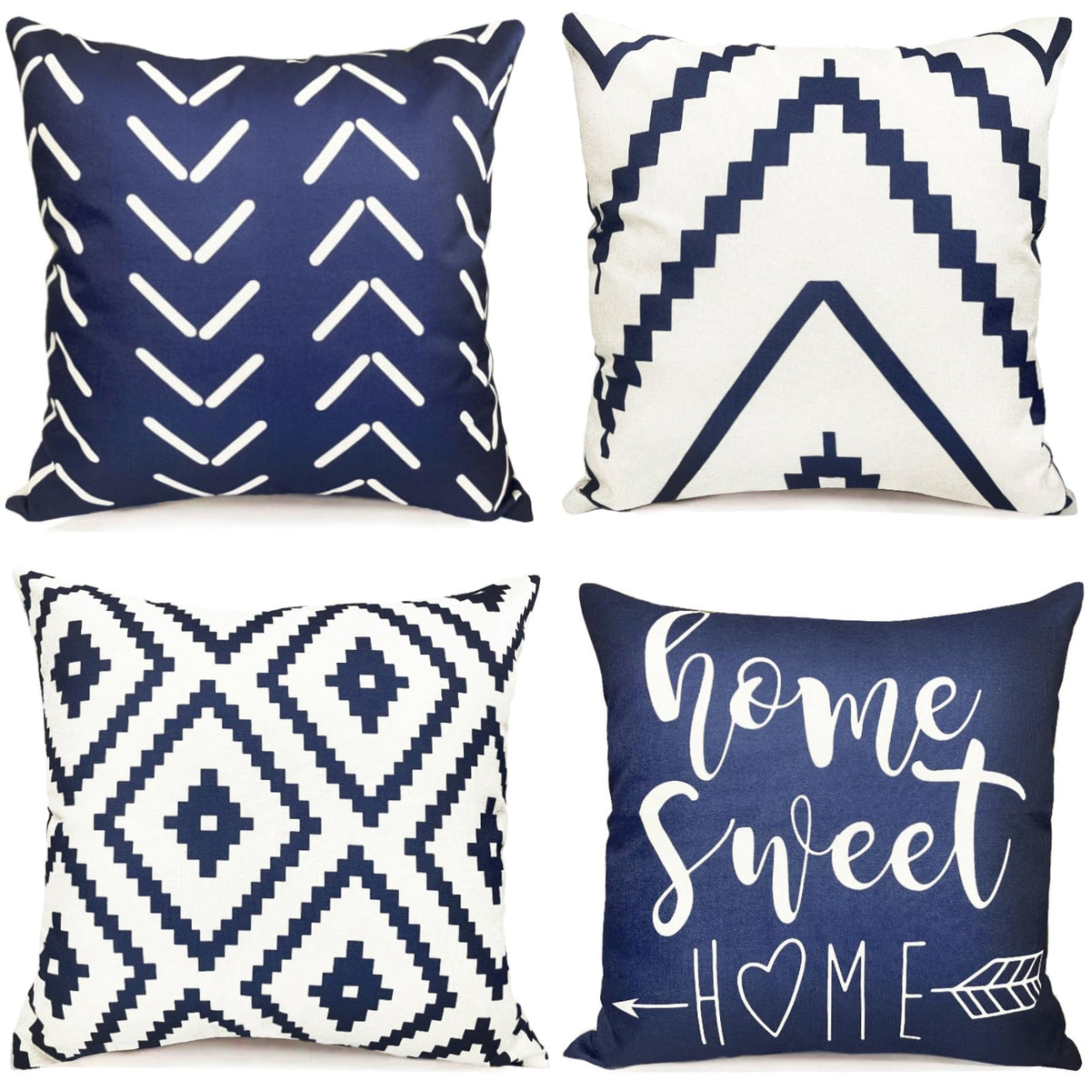 Decorative Boho Farmhouse Throw Pillow Covers 18x18 inch Set of 4