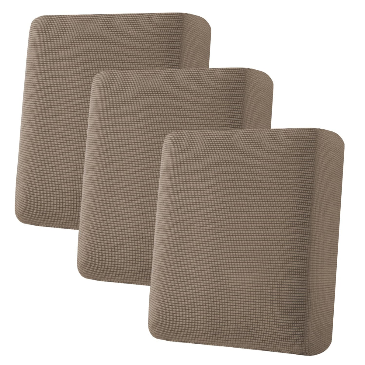 H.VERSAILTEX Super Stretch Individual Seat Cushion/Couch Slipcover Sets Thick Jacquard Textured Twill Fabric (3 Piece Sofa Covers, Sand)