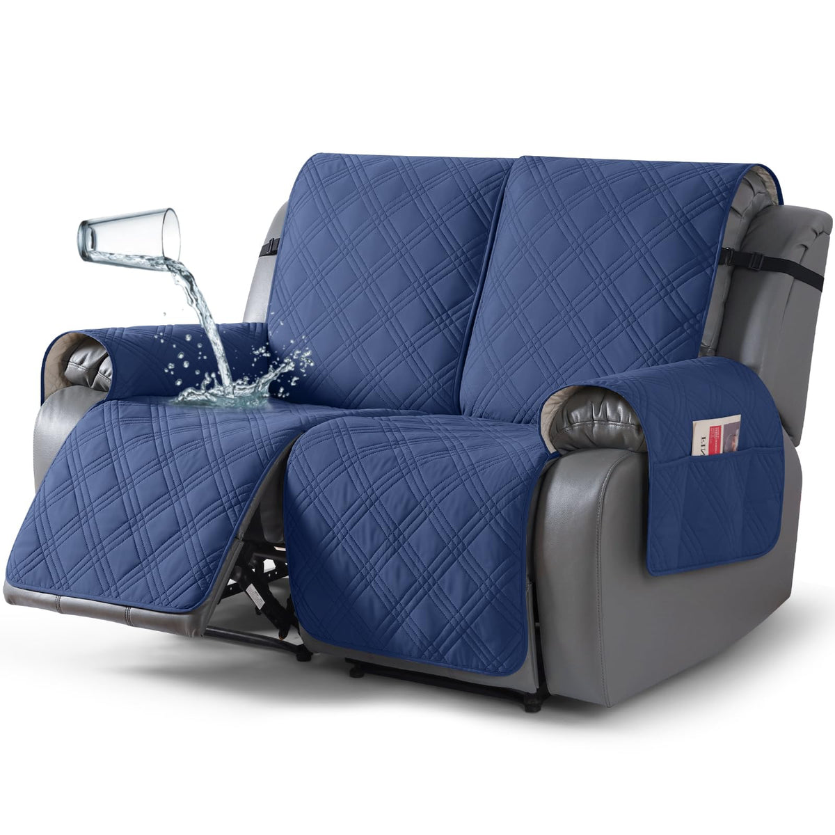 TAOCOCO 100% Waterproof Recliner Sofa Cover Non Slip Couch Cover for 3 Seat Reclining Sofa, Split Reclining Couch Covers 3-Piece with Straps, Washable Sofa Slipcover for Kids Pets(3 Seater, Chocolate)