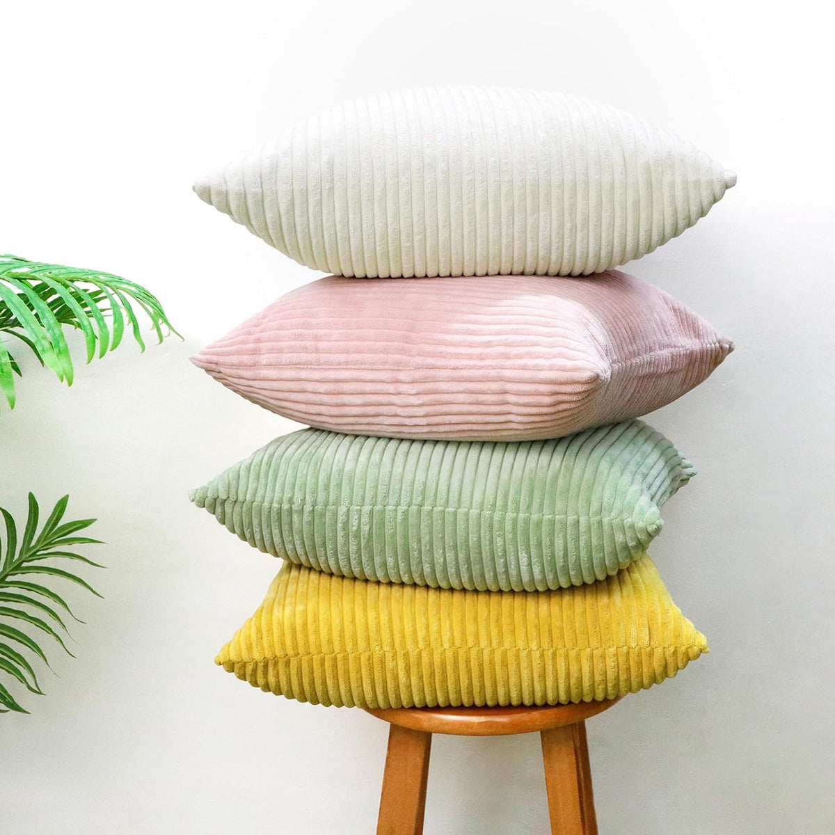 Thmyo Corduroy Decorative Throw Pillow Covers Boho Farmhouse 18x18 inch