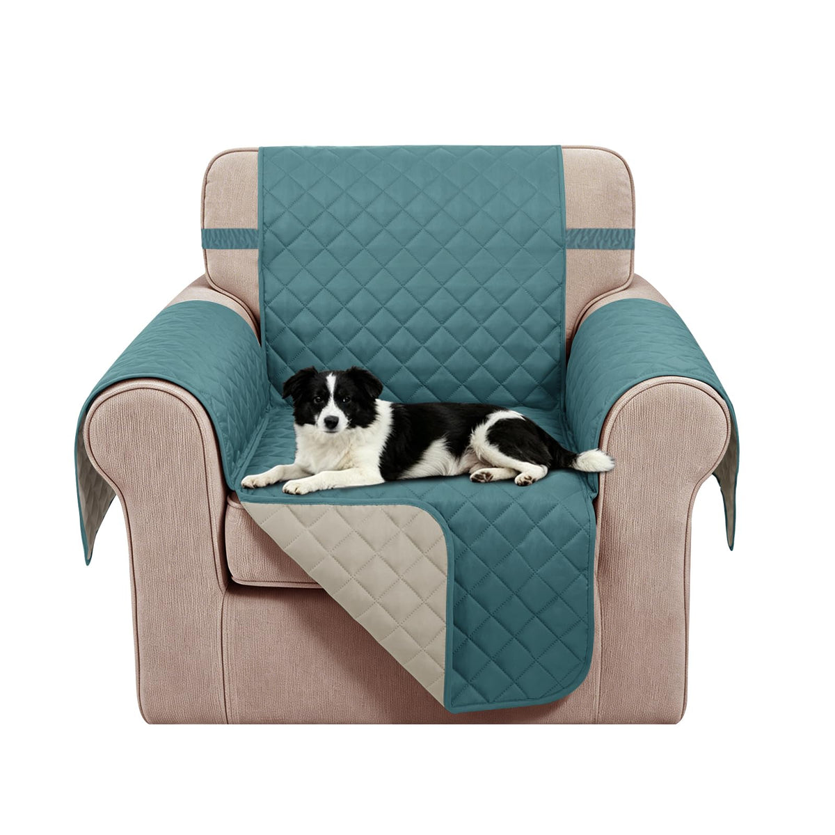 Reversible Sofa Cover for 3 Cushion, Chocolate/Beige