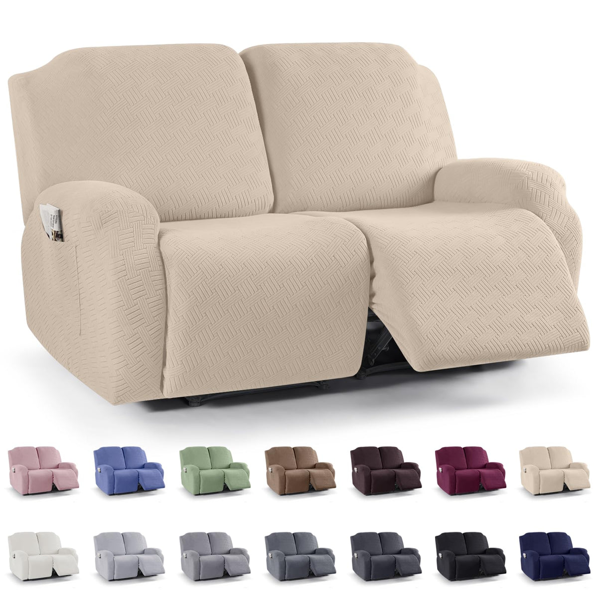 KinCam Recliner Sofa Covers, Stretch Reclining Cover, Dark Gray