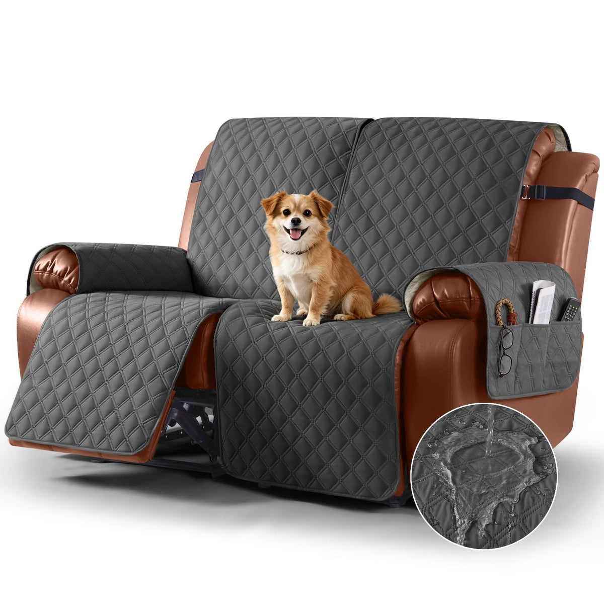 Ruaozz Waterproof Recliner Couch Covers, Non-Slip Sofa SlipCover, 3 Seater