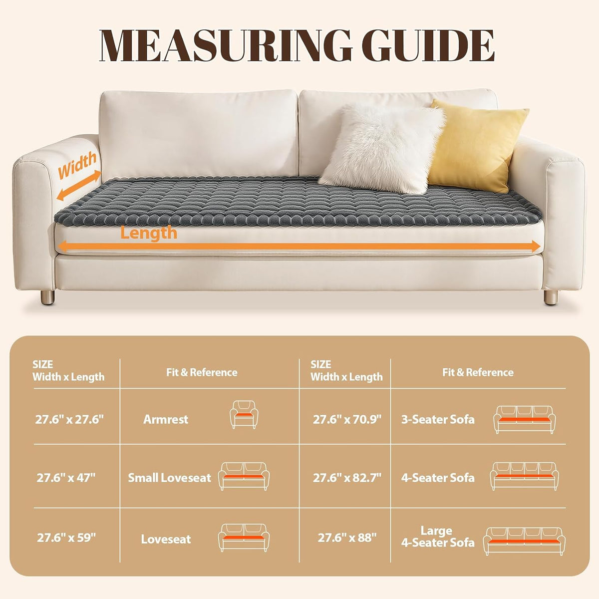 Songrey Non-Slip Dog Couch Covers for Sofa 27.6" x 59"