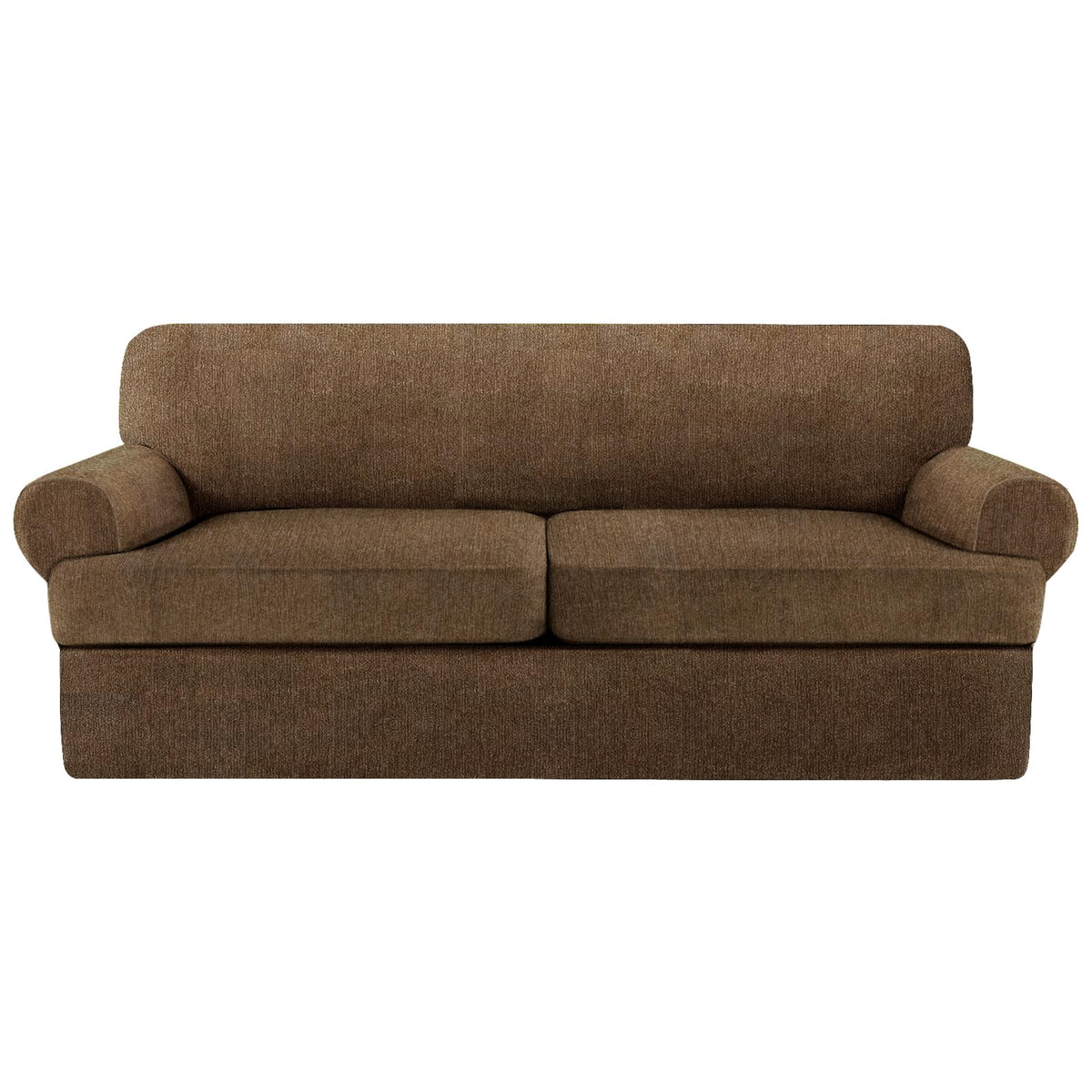 4 Piece T Cushion Sofa Slipcovers Stretch Couch Cover Furniture Covers with 3 Individual T Cushion Covers, Machine Washable for Living Room (Green, 3 Cushions)