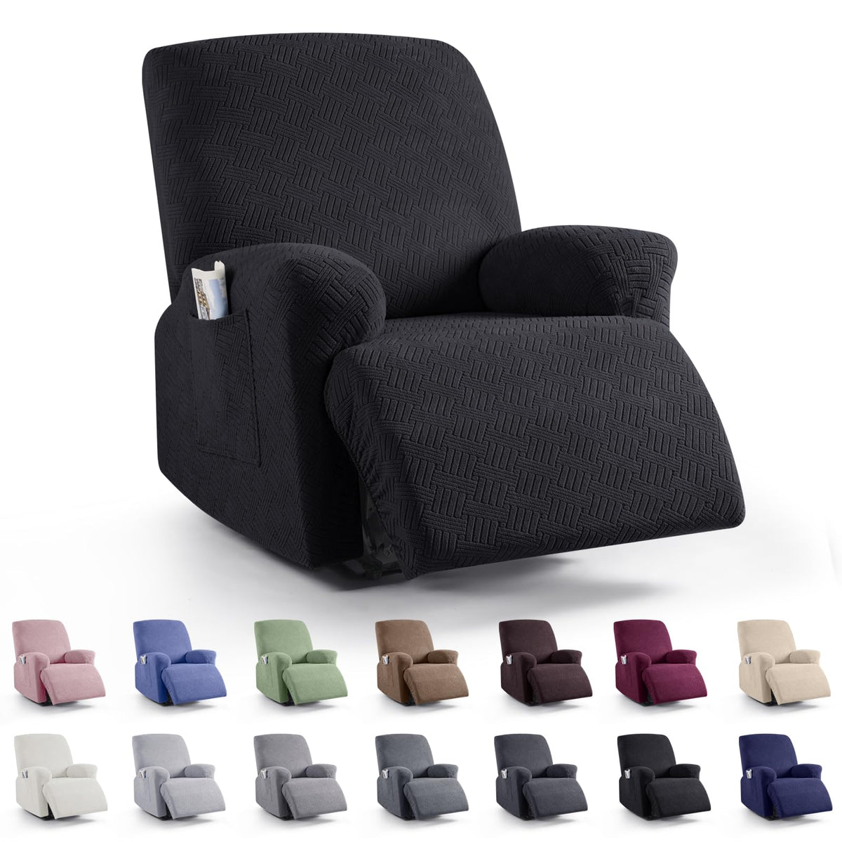 KinCam Recliner Sofa Covers, Stretch Reclining Cover, Dark Gray