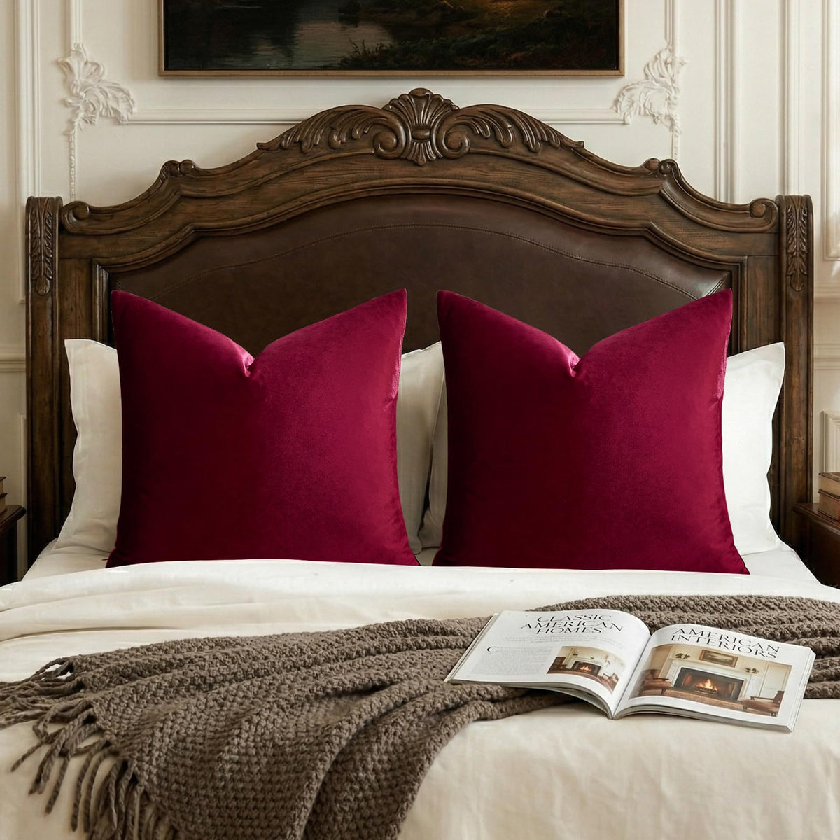 GIGIZAZA Gold Velvet Pillow Covers 18x18 Decorative Pillows Pack of 2