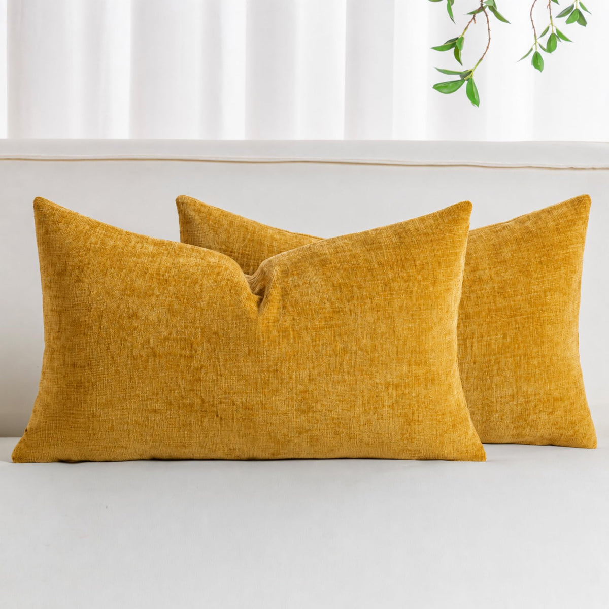 Pack of 2 Chenille Decorative Throw Pillow Covers 18x18 Inch Navy Blue