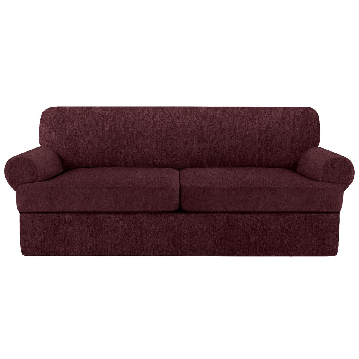 4 Piece T Cushion Sofa Slipcovers Stretch Couch Cover Furniture Covers with 3 Individual T Cushion Covers, Machine Washable for Living Room (Green, 3 Cushions)