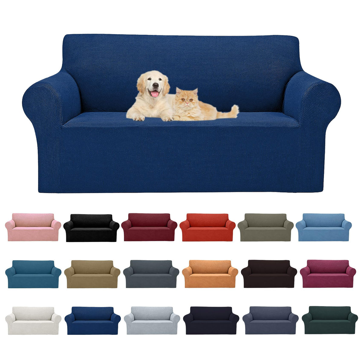 Cupuamon 2026 New Stretch Sofa Slipcovers Couch Cover for 3 Cushion Furniture Protector Sofa Covers with Elastic Bottom Jacquard Fabric Small Checks for Pets, Kids -Sofa, Black