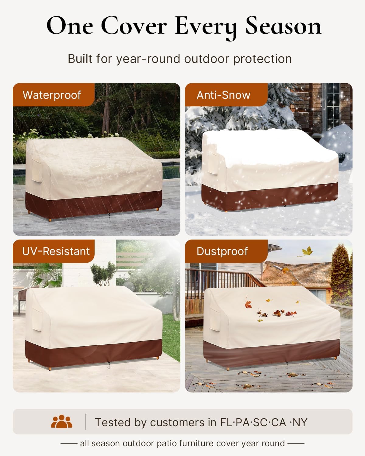 Outdoor Patio Furniture Sofa Cover 3-Seater,79W x 38D x 35H Inch