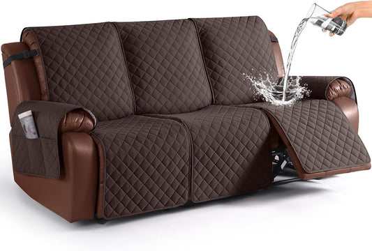 KinCam Waterproof Recliner Sofa Covers Washable, 3 Seater, Chocolate