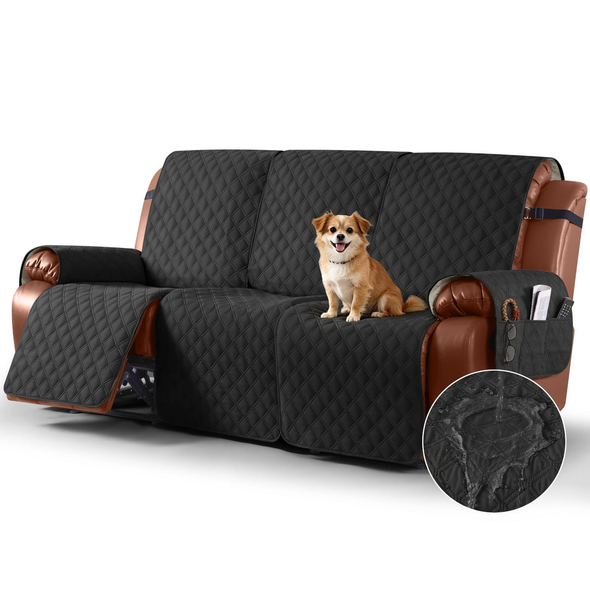 Ruaozz Waterproof Recliner Couch Covers, Non-Slip Sofa SlipCover, 3 Seater