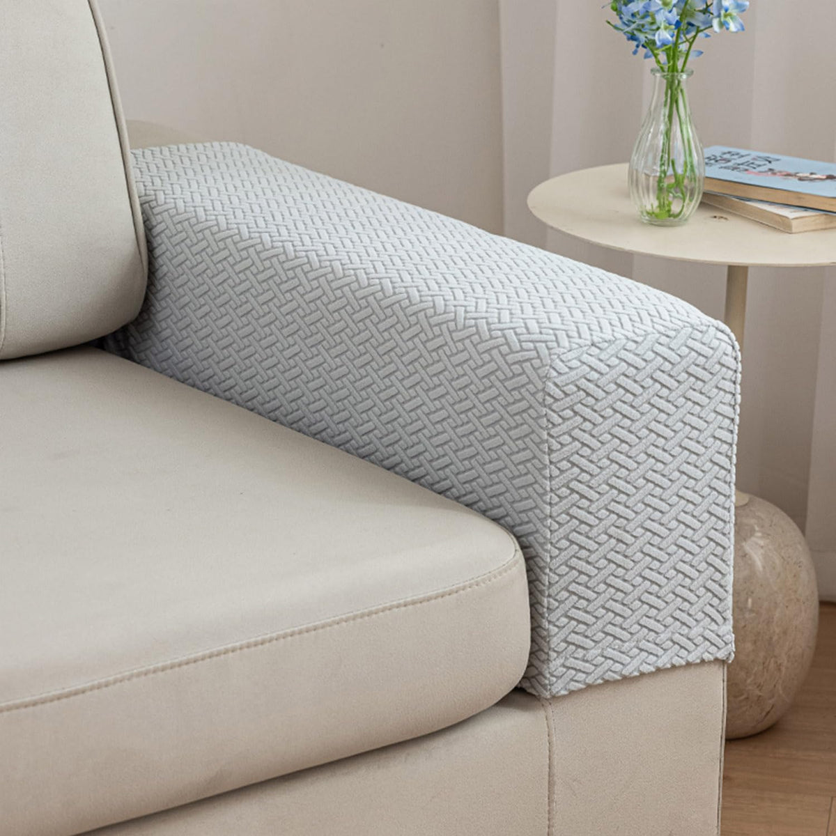 Sofa Covers Couch Covers for Sofa Pet Friendly Couch Cushion Covers Universal Sofa Covers Washable Stretch Slipcovers for Sectional Sofa (Texture Light Gray,Large Single Seat Cover)