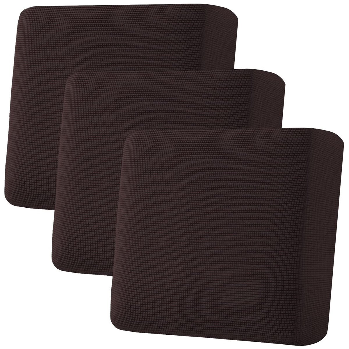 H.VERSAILTEX Super Stretch Individual Seat Cushion/Couch Slipcover Sets Thick Jacquard Textured Twill Fabric (3 Piece Sofa Covers, Sand)