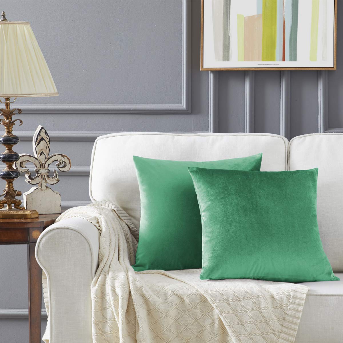 GIGIZAZA Gold Velvet Pillow Covers 18x18 Decorative Pillows Pack of 2