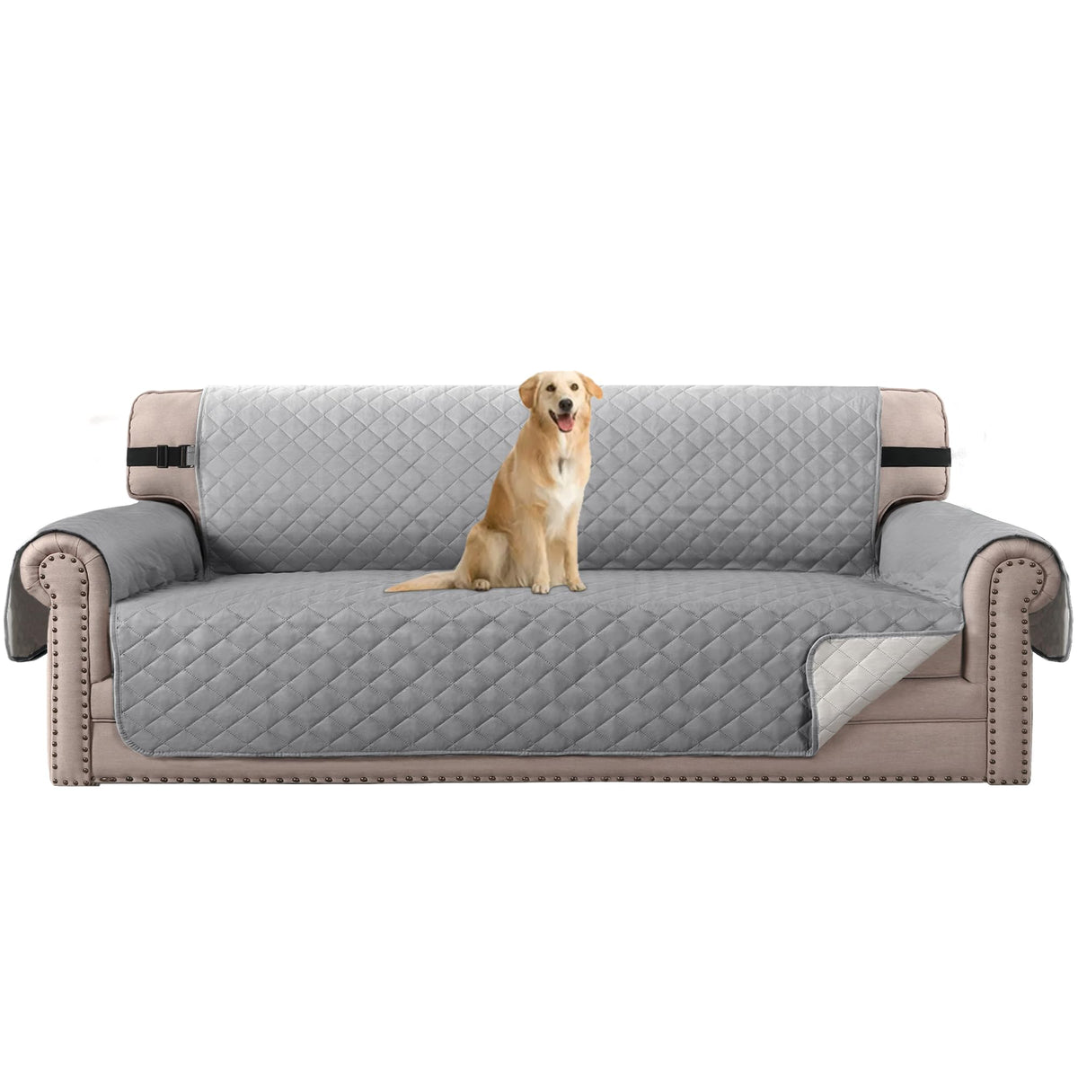 H.VERSAILTEX Reversible Couch Cover for 3 Cushion Cover Pet Friendly Sofa Cover for Dog Washable Furniture Protector Water Resistant Slipcover with Non Slip Elastic Strap(Sofa, Ivory/Beige)