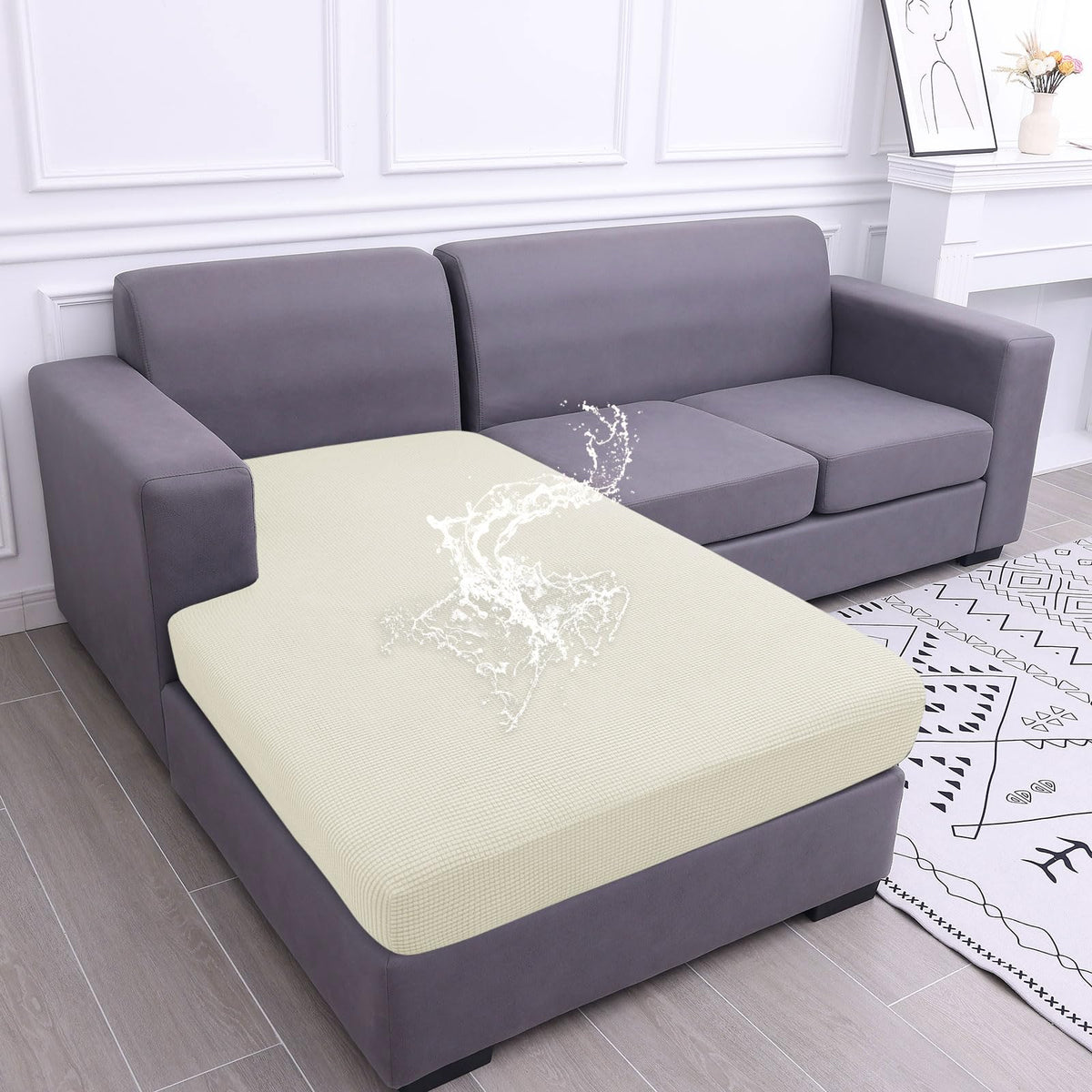 hyha Waterproof Couch Cushion Covers for Pets, Non Slip Sofa Seat Cover