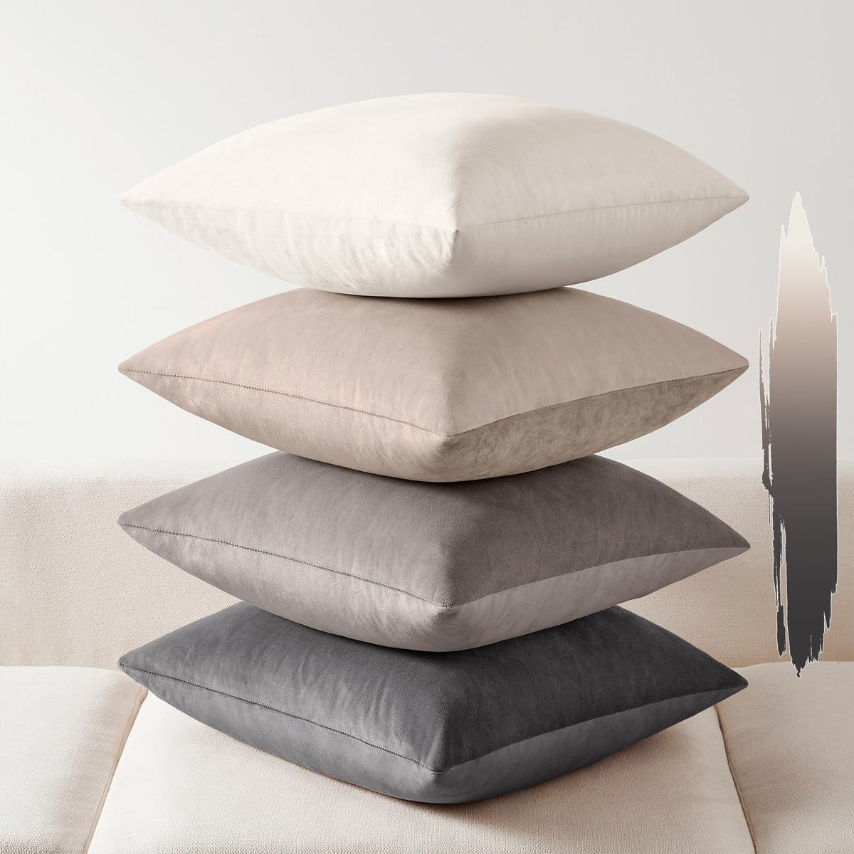 Softalker Velvet Throw Pillow Covers 18x18 Set of 4, Brown Gradient