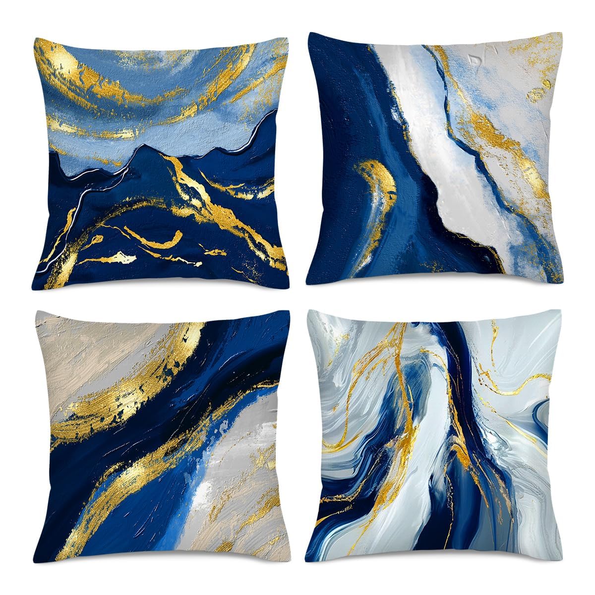 Boho Floral Throw Pillows Covers 18x18 in Colorful Flower Set of 4