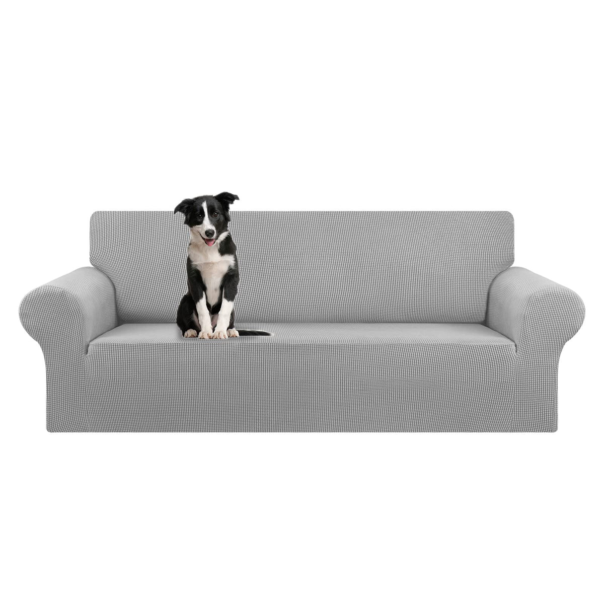 KEKUOU Stretch Couch Covers for Sofa, 3 Cushion Couch Slipcover,Black