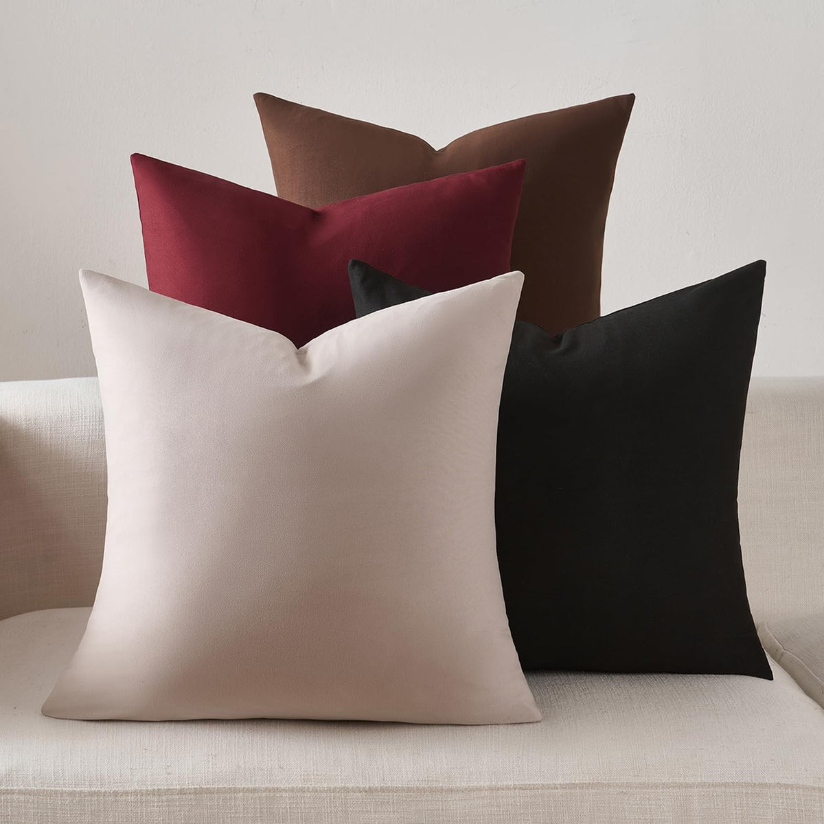 Decorative Throw Pillow Covers Pack of 4 Soft Microfiber Pillow Covers with for Couch Pillows Cover Bedroom Living Room Outdoor, Pillow Covers 18x18 Inch