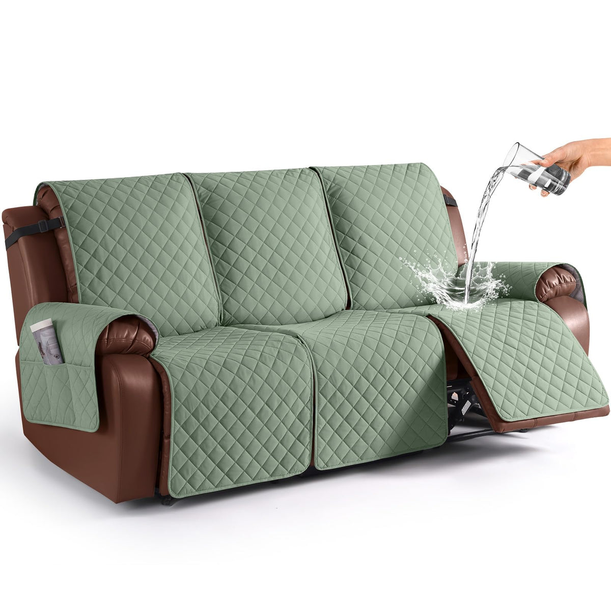 KinCam Waterproof Recliner Sofa Covers Washable, 3 Seater, Chocolate