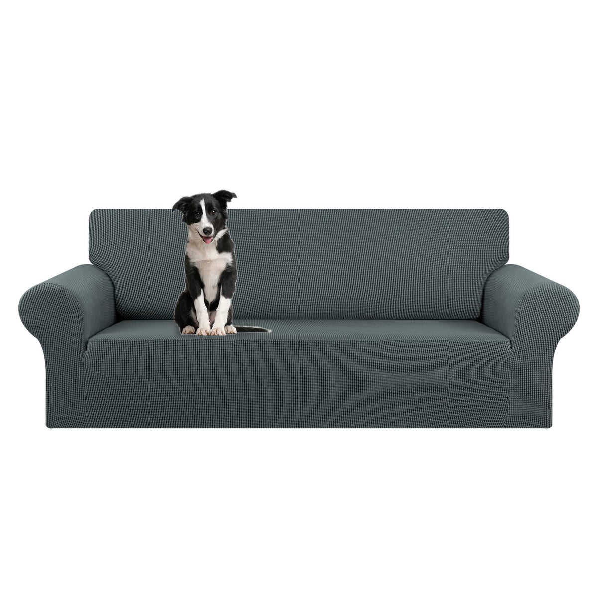 KEKUOU Stretch Couch Covers for Sofa, 3 Cushion Couch Slipcover,Black
