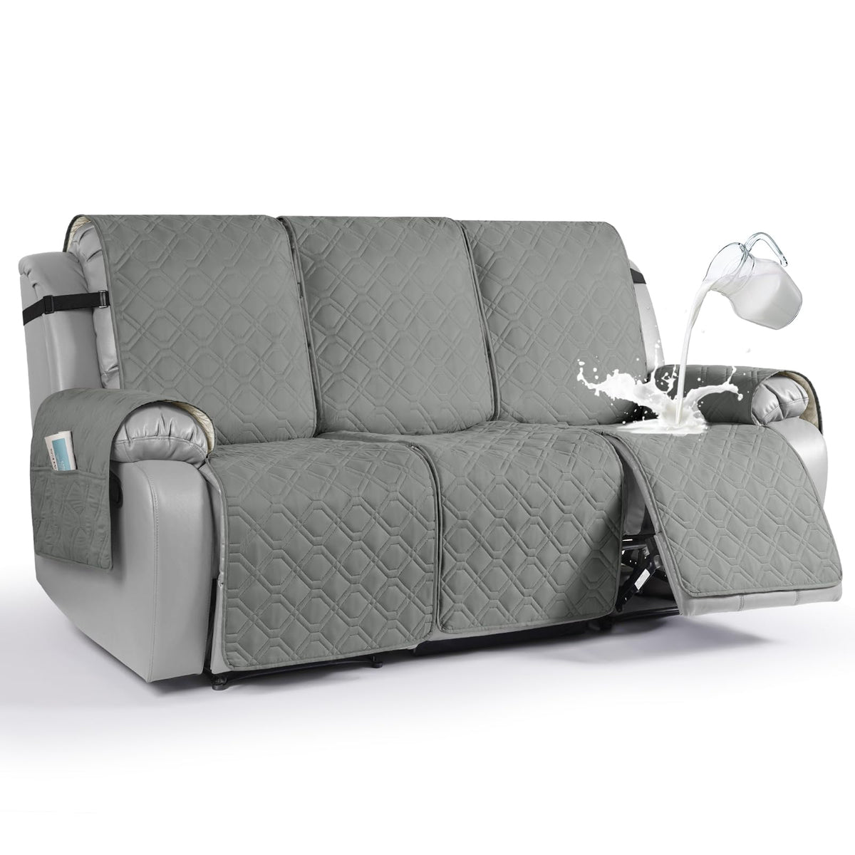 VANSOFY Waterproof Recliner Couch Covers Washable, Dark Gray,3 Seater