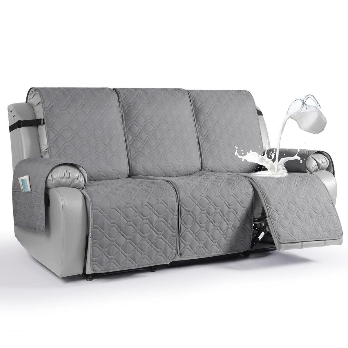 VANSOFY Waterproof Recliner Couch Covers Washable, Dark Gray,3 Seater