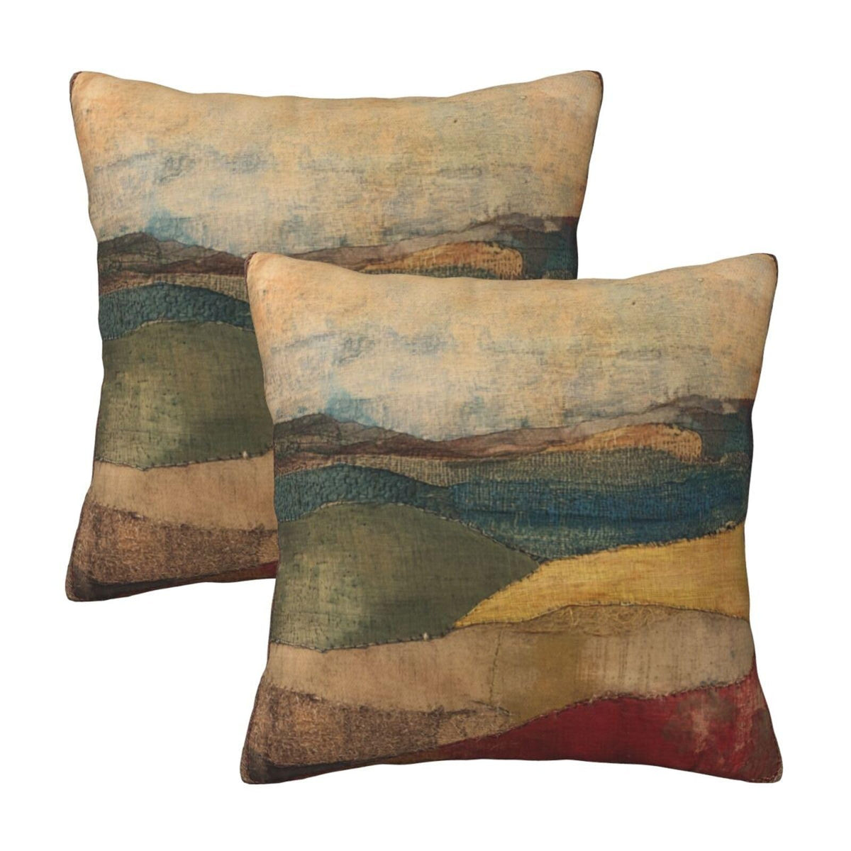 Landscape Throw Pillow Covers 18x18 Inch Set of 2 Western Decorative Cushion Cases for Couch Living Room Bedroom