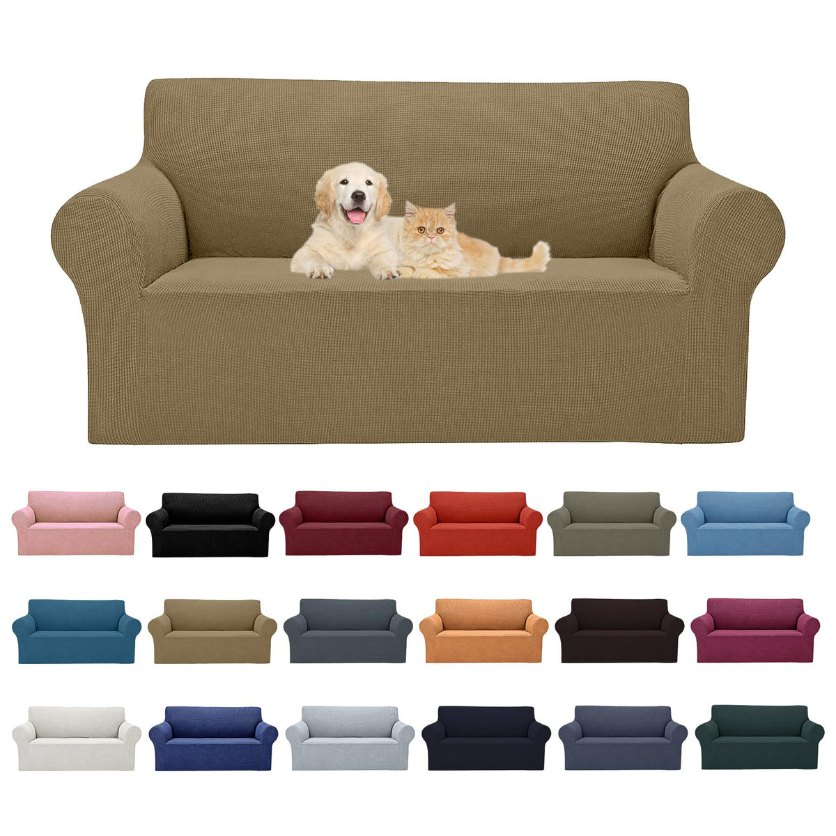 Cupuamon 2026 New Stretch Sofa Slipcovers Couch Cover for 3 Cushion Furniture Protector Sofa Covers with Elastic Bottom Jacquard Fabric Small Checks for Pets, Kids -Sofa, Black