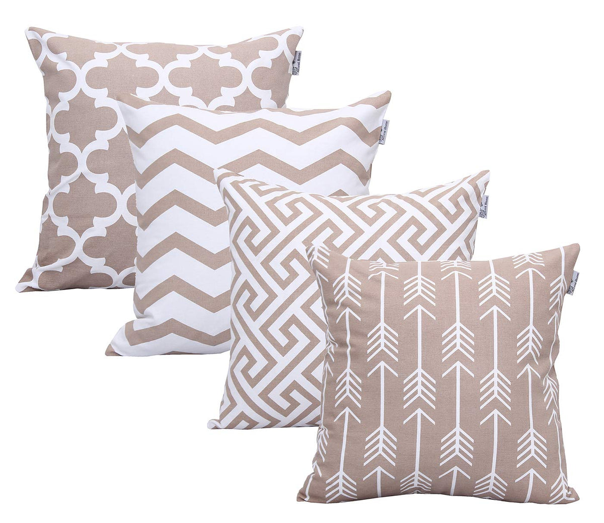 Accent Home Cotton Canvas Throw Cushion Cover Printed Both Side For Home Sofa Couch, Chair Back Seat,4pc pack 18x18" in Color TEAL