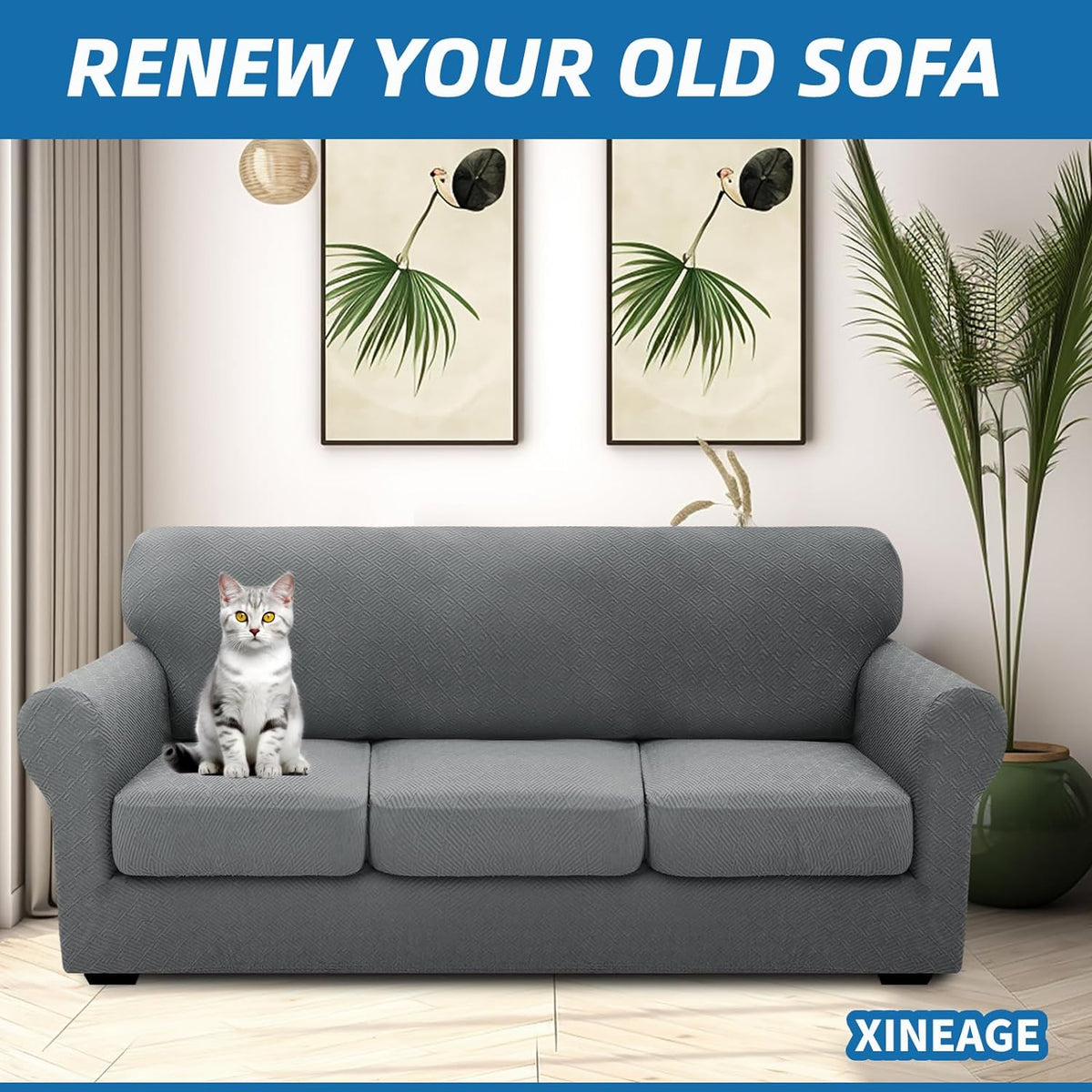 XINEAGE 4-Piece Stretch Sofa Cover, Washable Couch Covers for Dog