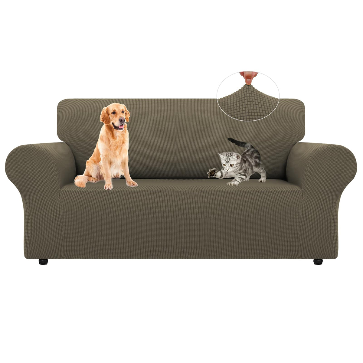LURKA Stretch Couch Cover for Sofa, 1 Piece 3 Cushion Slipcover, Black