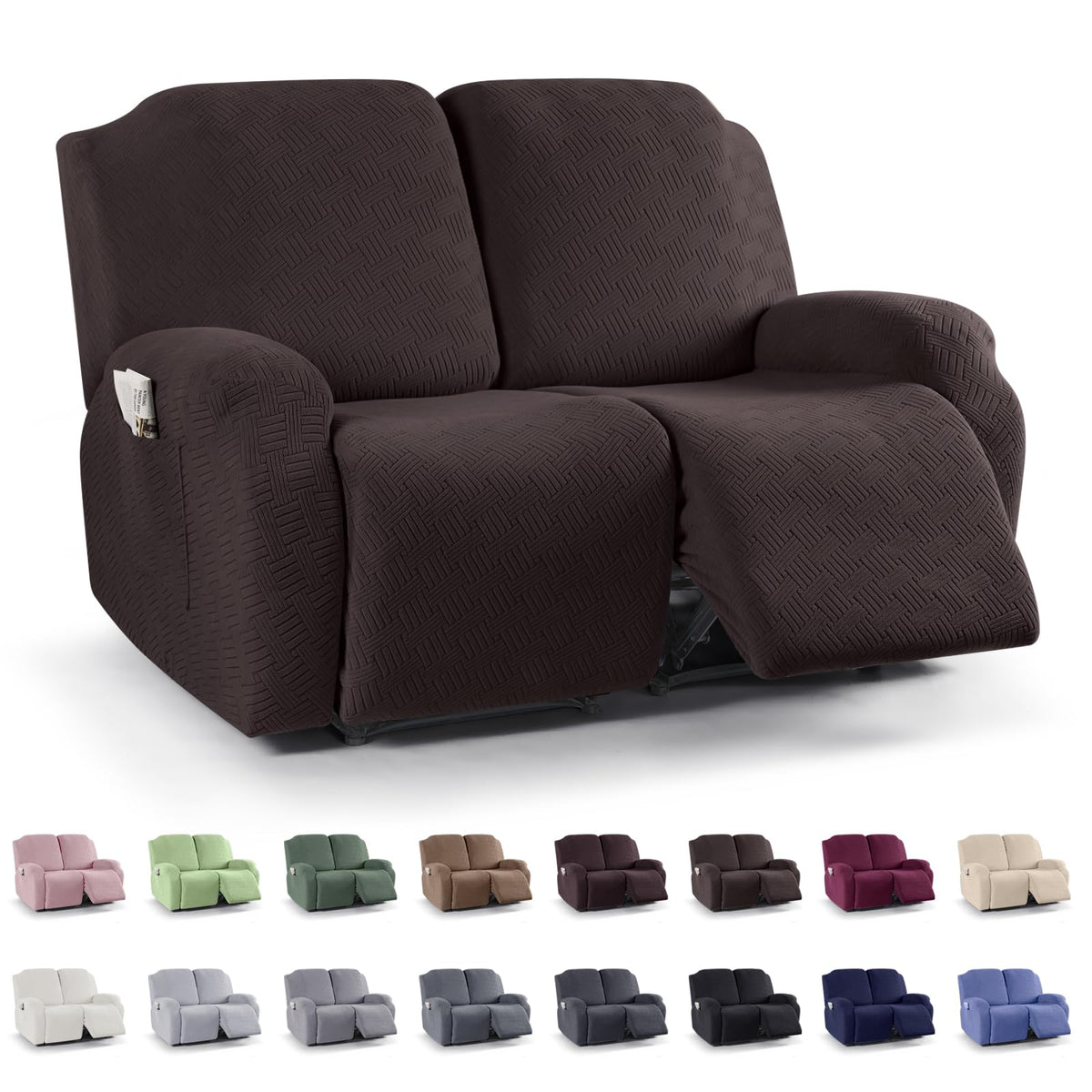 KinCam Recliner Sofa Covers, Stretch Reclining Cover, Dark Gray