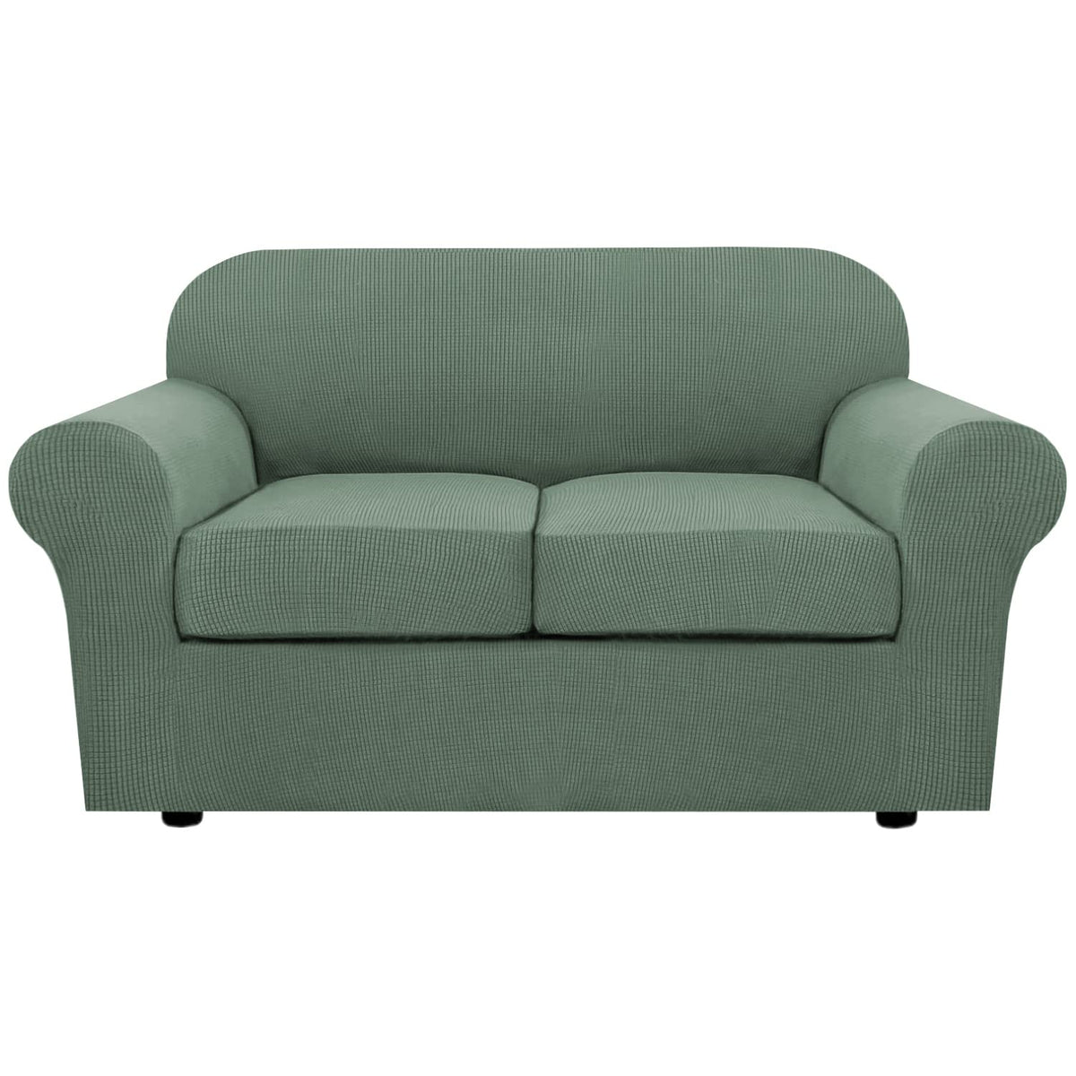 H.VERSAILTEX 4 Piece Stretch Sofa Covers for 3 Cushion Couch Covers for Living Room Slipcovers (Base Cover Plus 3 Seat Cushion Covers) Upgraded Thicker Jacquard Fabric (Sofa, Sand)